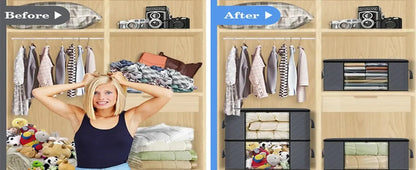Closet Organizers and Storages Clothes Storage Bag Blanket Storage Foldable Storages Bin Sturdy Sewn By 3 Layers Fabrics
