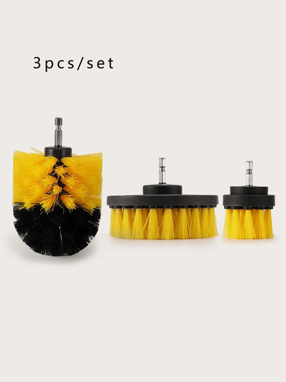 3Pcs/Set Electric Scrubber Brush Drill Brush Kit Plastic Round Cleaning Brush for Carpet Glass Car Tires Nylon Brushes