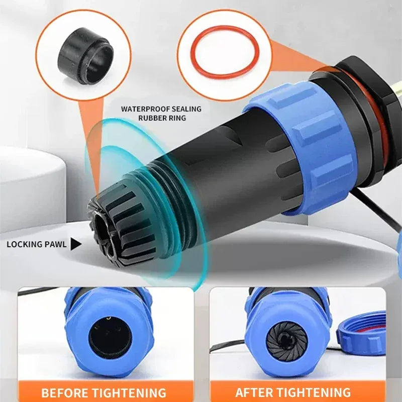 SP17 IP68 2 3 4 5 7 9 Pin Waterproof Connector Cable Adapter  Industrial Panel Mount Wire Connector Plug
