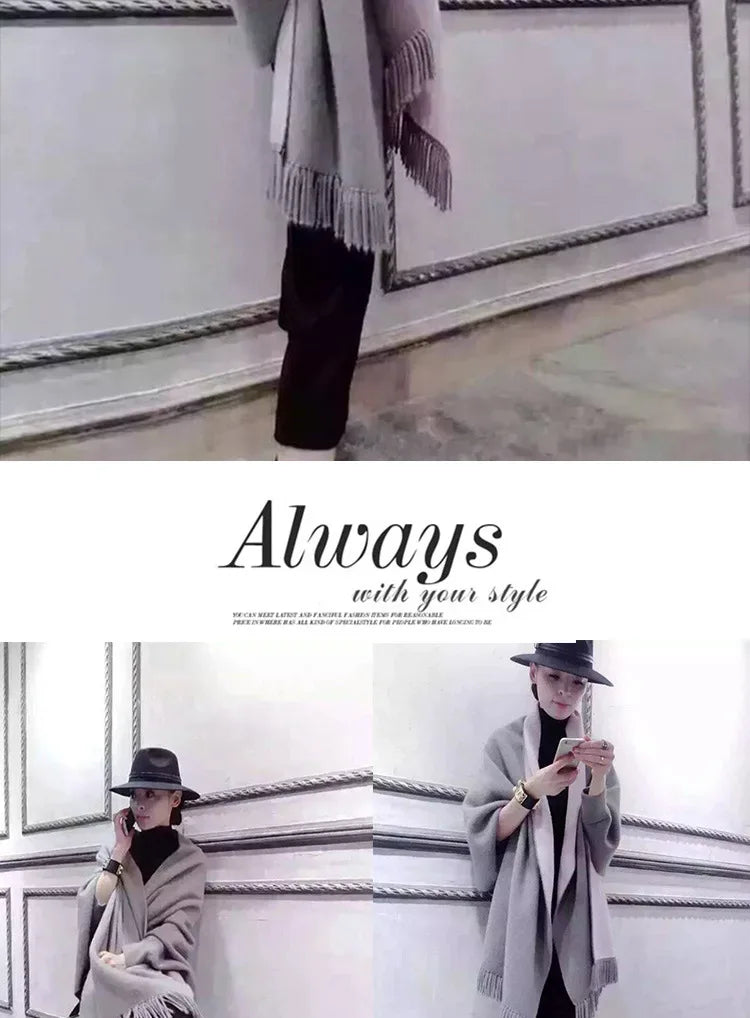 Autumn Winter Tassel Long Sweater Cardigans Casual Korean Long Sleeve Cloak Patchwork Knitwear Coats Outwaer LMFS-LM-8015