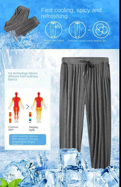 Summer Ice Silk Ultra-thin Ice Silk Pants Men's Loose Casual Pants Quick-drying Harajuku Fashion Pants Men's Thin Trousers