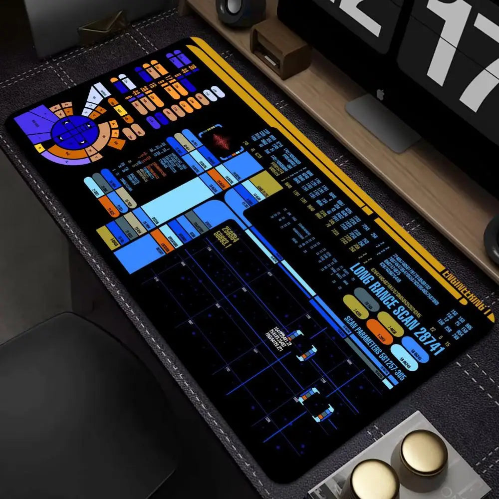 Starship Blueprint Pad Desk Pad Mouse Pad Gamer Computer Cabinet Star Trek Game Office Keyboard Animation XXL Large Desk Pad