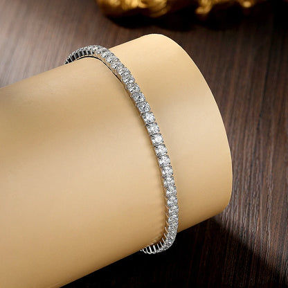 KNOBSPIN 3.84-6.4ct D VVS1 Moissanite Tennis Bracelet 2.5mm/3mm s925 Sterling Silver Elastic Tennis Bracelets for Women Men