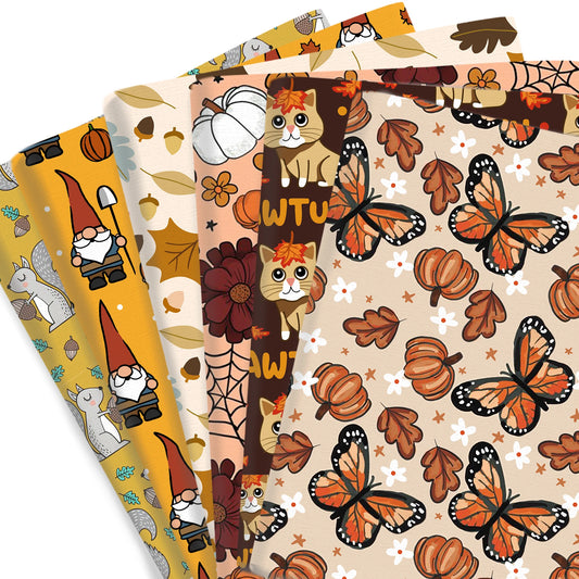 50*145cm Pumpkin Fall Autumn PolyesterCotton Fabrics By half Meter Flowers Maple Leaf Sewing Cloth Dress DIY Crafts Home Textile