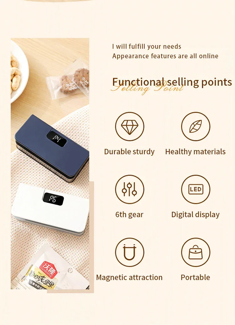 Plastic Bag Sealer Mini Heat Bag Sealing Machine Rechargeable Handheld Food Packaging Heat Sealer Thermal Bags Sealing Machine