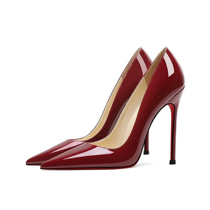 High Heels Women's Stiletto Patent Leather Internet Celebrity Pointed Large Size Small Size Professional Shoes
