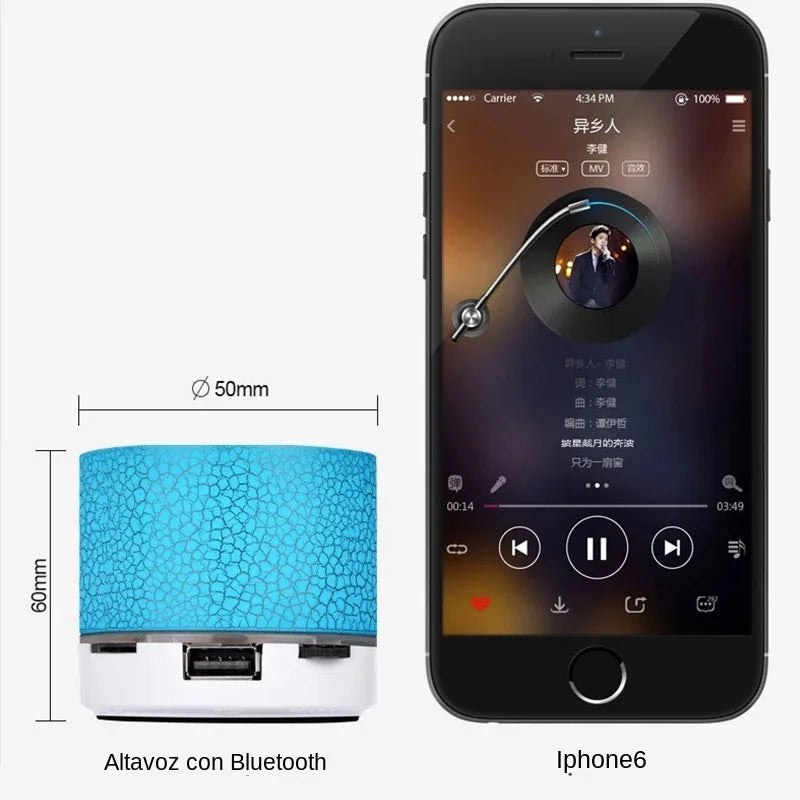 Mini Bluetooth Speaker Portable Car Audio Dazzling Crack LED Wireless Bluetooth Subwoofer Speaker TF Card MP3 Music Sound Column
