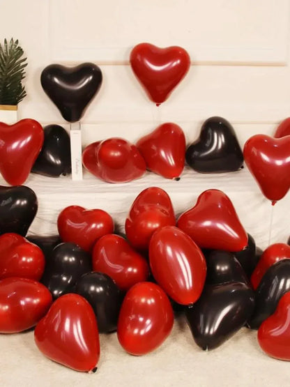 10/20Pcs Heart Shaped Balloons Red Pink Black Latex Balloon for DIY Valentine's Day Engagement Wedding Party Anniversary Decor