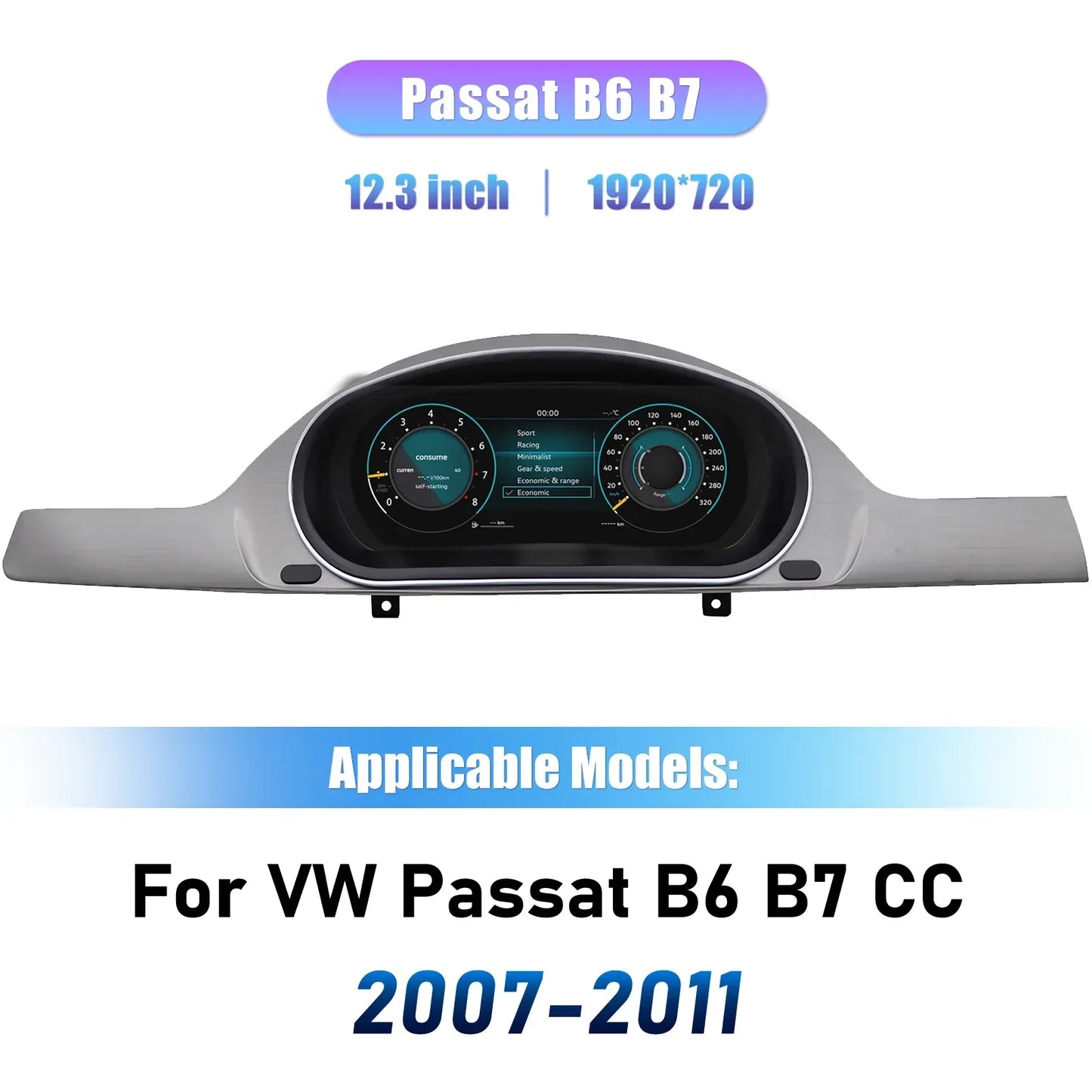 12.3'' LCD Digital Instrument Cluster for Volkswagen Maiden B6 B7 CC 2007 8 9 10 11 Years Ntg4.5 Car Radio Dashboard Cockpit