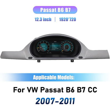 12.3'' LCD Digital Instrument Cluster for Volkswagen Maiden B6 B7 CC 2007 8 9 10 11 Years Ntg4.5 Car Radio Dashboard Cockpit