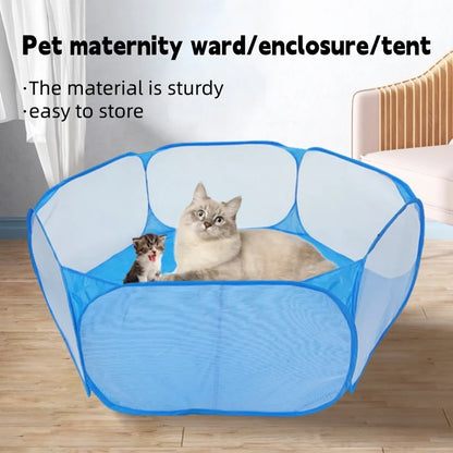 Foldable Open Pet Playpen Portable Transparent Pet Cage Yard Fence for Dog Cat Rabbit Hamster Guinea Pig Indoor Outdoor