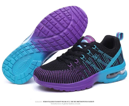 Women's Knitted Running Shoes Colorful Design Breathable Mesh Comfortable Bright Colors Shoes Outdoor Fitness Jogging Walking