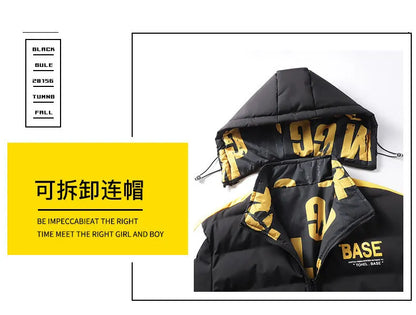 Men Autumn Winter Cotton Jacket Warm Comfortable Padded Thickened Down Jacket 2024 New Double-Sided Clothes Removable Cap M-5XL