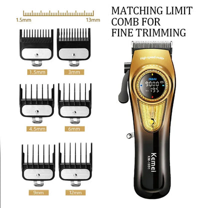 Kemei 1691  Professional Barber Cutting Machines  Rotation Speed Adjustment LED Display Men's Hair Clipper Trimmer