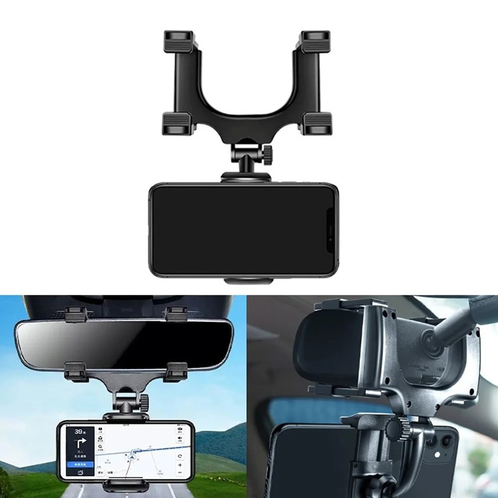 360  Foldable Navigation GPS Bracket Car Phone Holder Rearview Mirror Mount Adjustable Cell Phone Support Stable For Smartphone