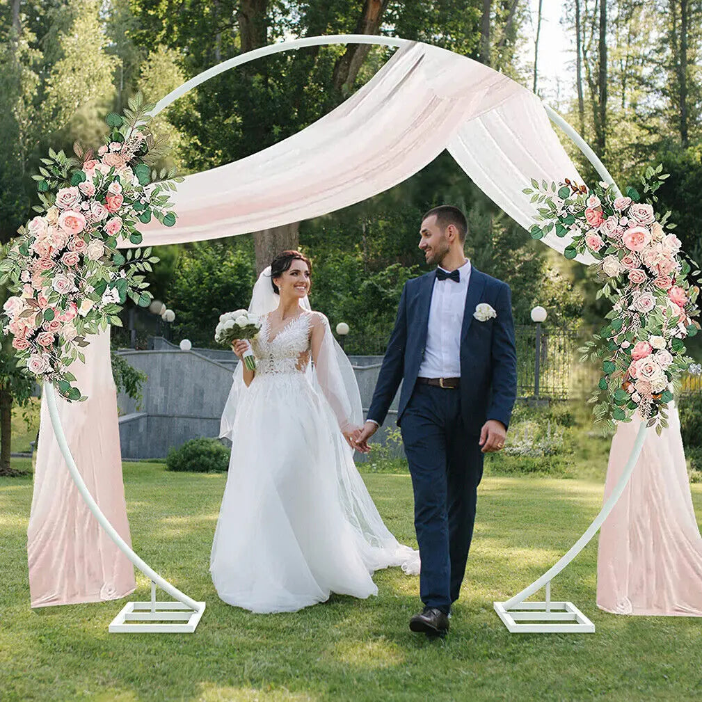 Round Wedding Arch Frame Circle Flower Balloon Archway Backdrop Stand Background Decoration for Birthday Party Christmas Events