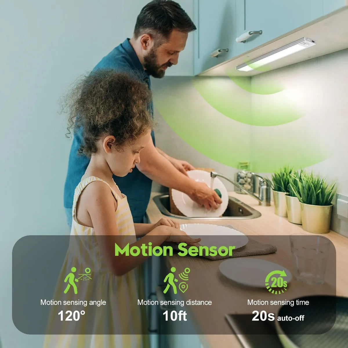 1 Rechargeable Magnetic LED Motion Sensor Light with Adjustable Brightness Temperature, Wireless Under Cabinet & Closet Lighting