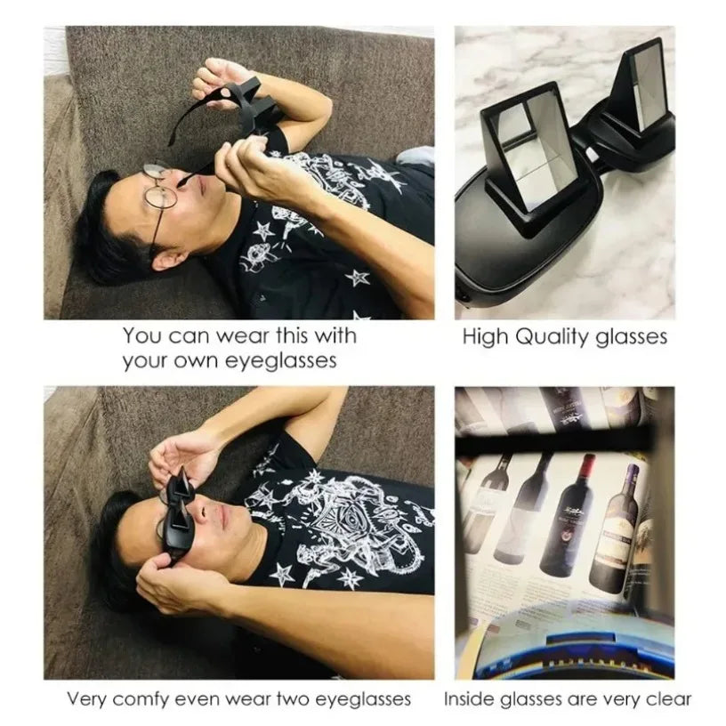 Lazy Eyeglasses Lazy Reading Glasses HD Eyeglasses Prismatic Periscope Eyeglasses for Reading and Watching TV While Lying Down