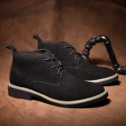 2025 Hot Selling High Top Retro Mens Casual Shoes Outdoor Wear-resistant Lace Up Flat Shoes Autumn and Winter Warm Walking Shoes