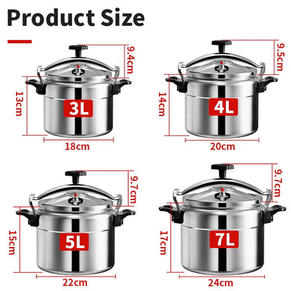 Aluminum 3L/4L/5L/7L Capacity Pressure Cooker Only for Gas Safe Explosion Proof Pressure Canner with Easy Lock Lid