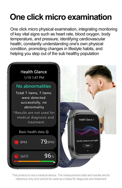 2026 New Professional-Grade Smart Watch Men ECG+PPG Uric Acid Body Fat Health Analysis IP68 Waterproof AMOLED Smartwatch Women