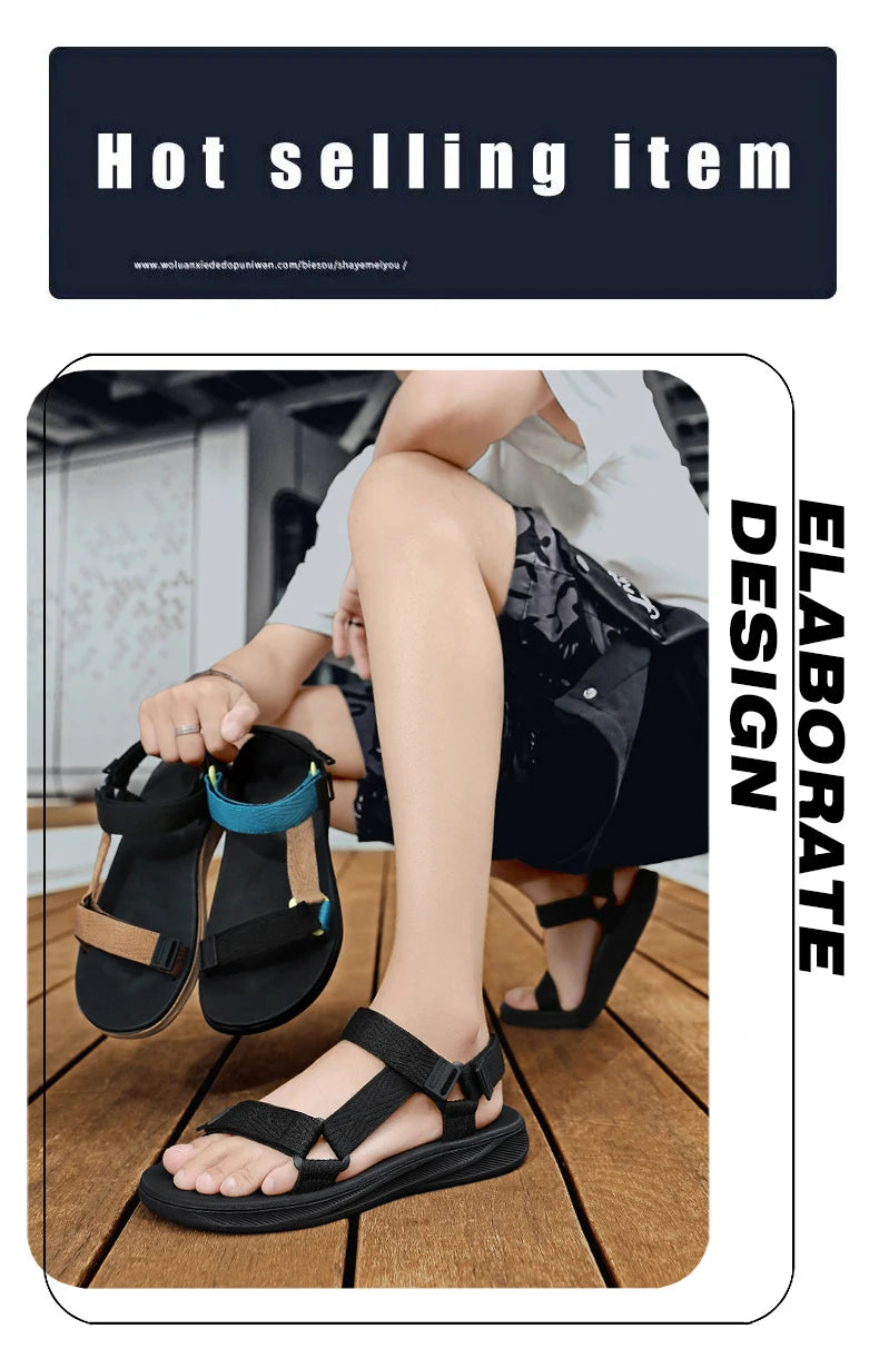 Black Men's Outdoor Casual Arch Support Sandals Anti-Slip Breathable Beach Holiday Sports Sandals for Summer Walking Size 40-45