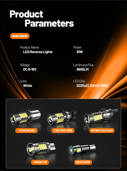 2pcs For Nissan Patrol Y61 Y62 1997-2019 LED Reverse Light Backup Lamp 2011 2012 2014 2015 2016 2017 2018 Canbus Accessories