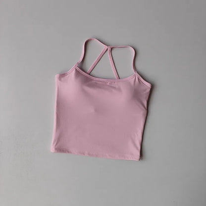 Women's Yoga Sports Fitness Vest, Pilates Running Bra, Thin Belt, Professional Training Underwear, Chest Mat, Fitness Gear