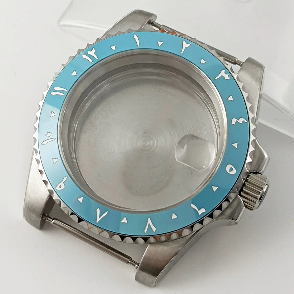 Goutent 40mm Sapphire Crystal Watch Case Blue Ceramic Bezel Fit NH34 NH35 NH36 ETA 2824 PT5000 ST2130 Movement