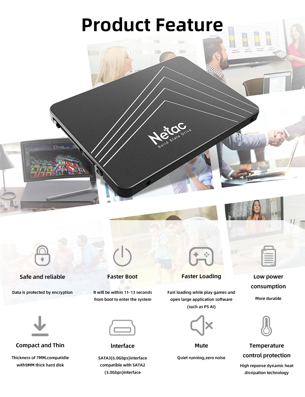 Netac SATA3 SSD 2.5‘‘ 2tb 1tb HD Hard Disk SATA HDD 512gb 256gb 128gb 480gb 960gb Internal Solid State Hard Drive for Laptop PC