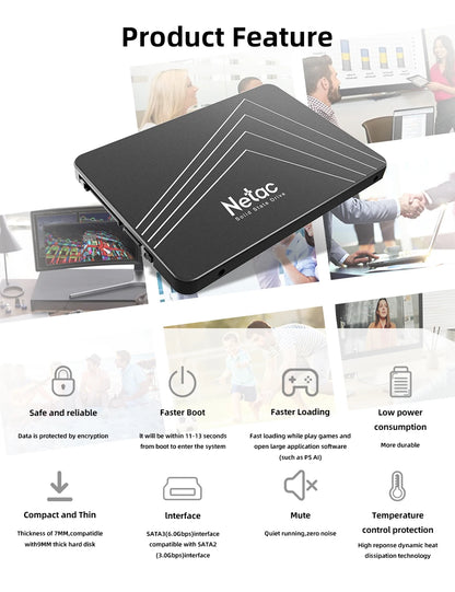Netac SATA3 SSD 2.5‘‘ 2tb 1tb HD Hard Disk SATA HDD 512gb 256gb 128gb 480gb 960gb Internal Solid State Hard Drive for Laptop PC