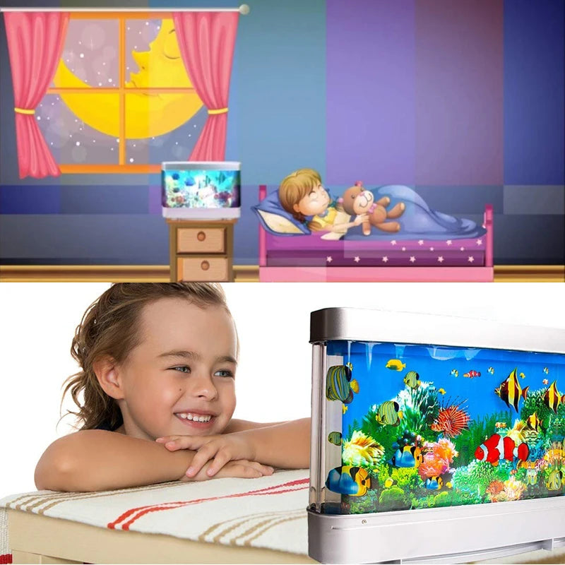 Lampe d'aquarium artificielle avec poissons tropicaux, décoration d'aquarium, océan virtuel en mouvement, veilleuse pour enfants, cadeau d'Halloween ou de Noël. Jouet