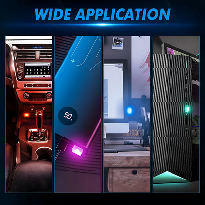 Mini USB Car Light Universal Portable USB Atmosphere Light DC 5V USB LED Car Interior Lighting kit for Laptop Night Home Office