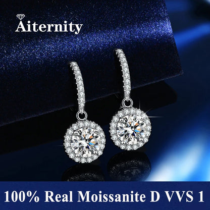 Fine Jewelry Pass Diamond Tester Pen Moissanite Hoop Earrings For Women With GRA S925 Sterling Silver For Women Ear Clasps