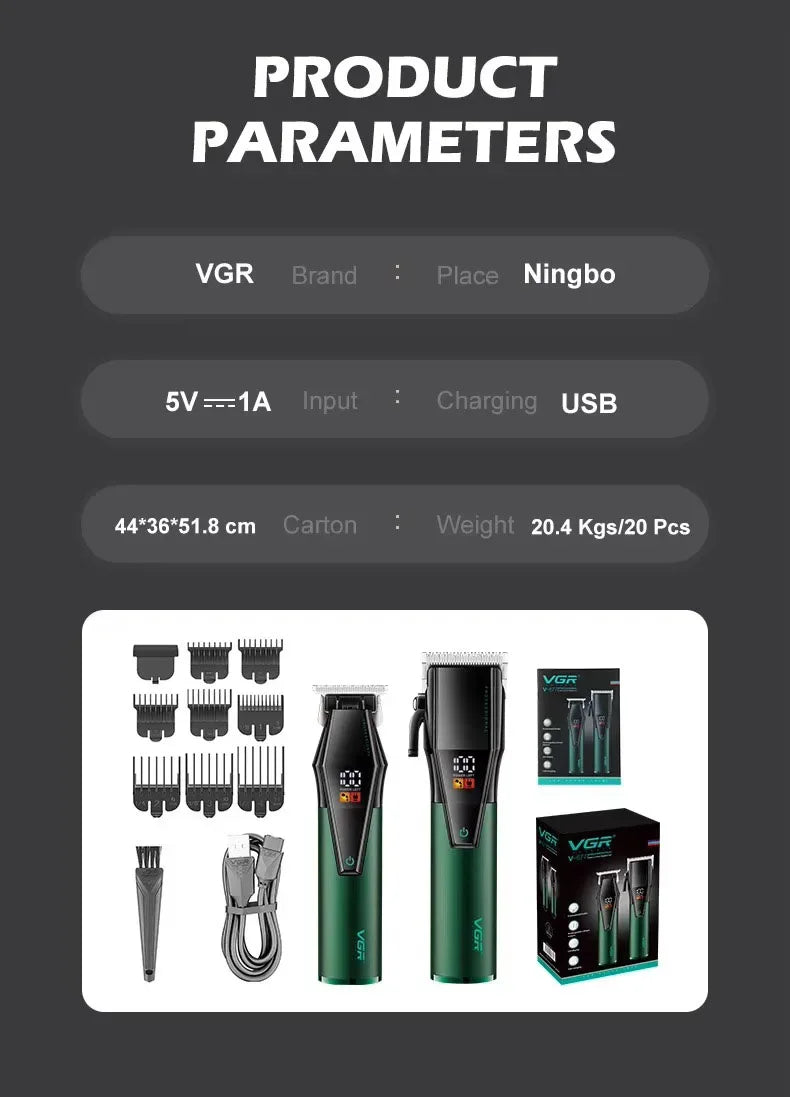 VGR Hair Trimmer Professional Barber Haircut Machine Adjustable Hair Clipper Cordless Hair Cutting Machine Trimmer for Men V-677