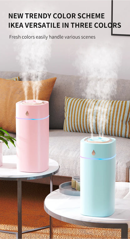 Triple-Nozzle 600mL Waterdrop Mist Humidifier: Fast & Gentle Moisture for Your Space