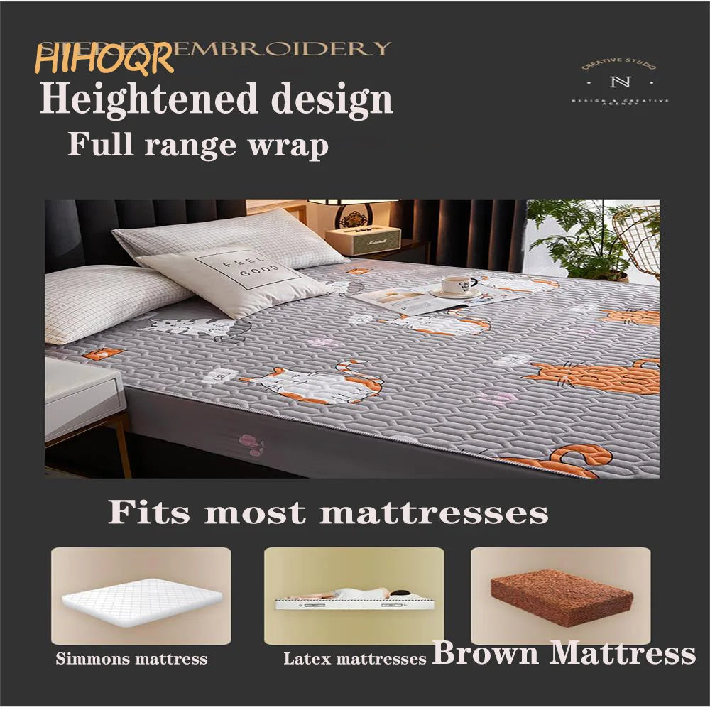 Waterproof Thicken Mattress Pad Protector Skin-Friendly Durable Fitted Sheet Bed Cover Latex Mat Cover 120x200 150x200 180x200