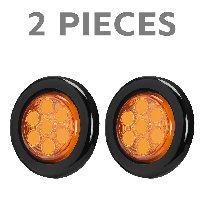 2inch Round led Side Marker Lights Truck Side Lights 12V Trailer Lorry Clearance Lights Rear tali stop lamp Yellow Red White