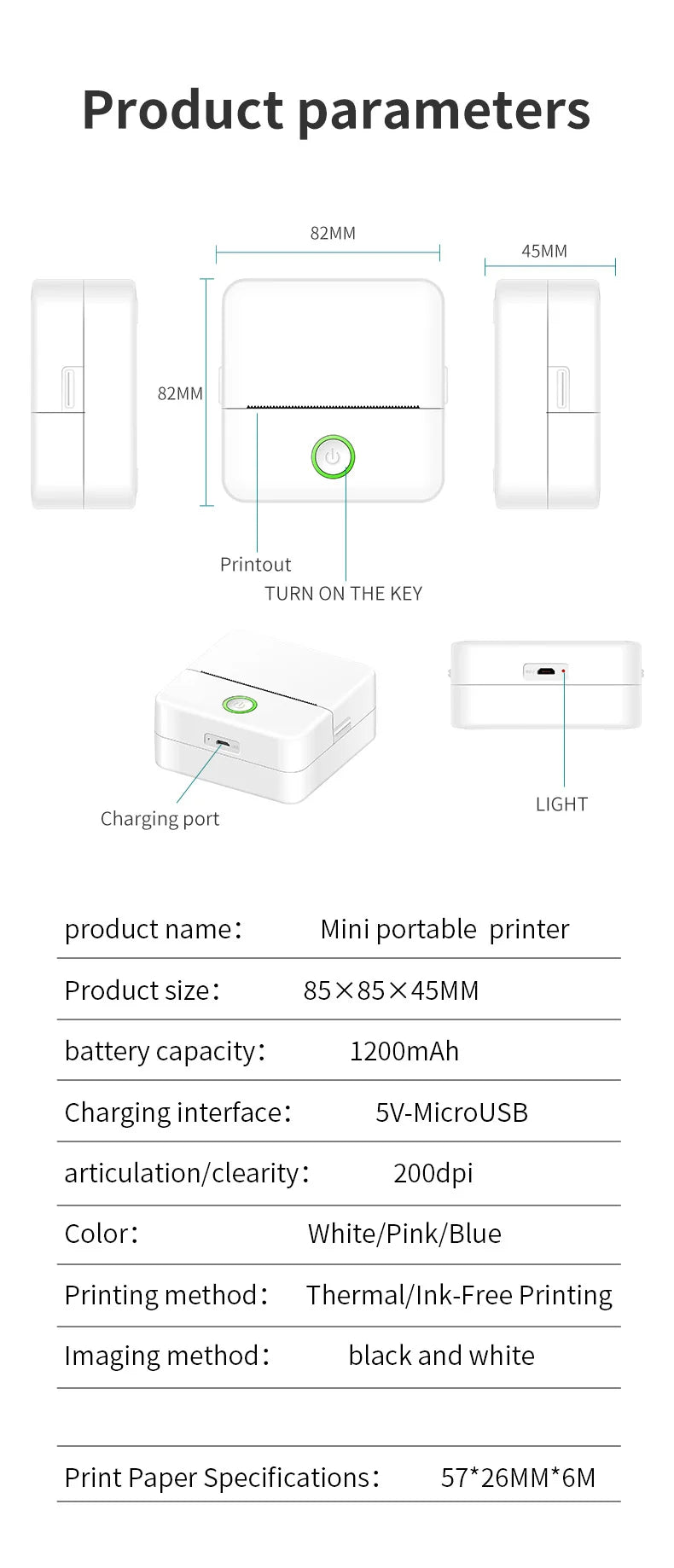 X6 Mini Pocket Sticker Printer Bluetooth Wireless Connection Portable Sticker Maker for Learning Note Journal DIY Work and Photo