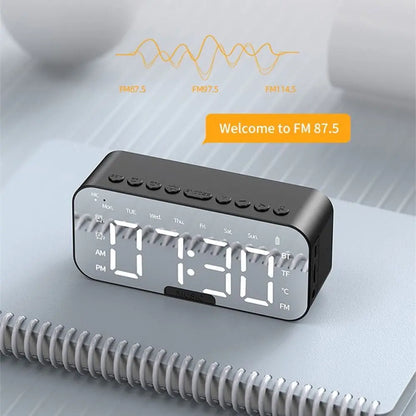 5-in-1 Digital Table Calendar LED Digital Display Sleep Timer Small Digital Clock Bluetooth with Mirror Electronic Alarm Clock