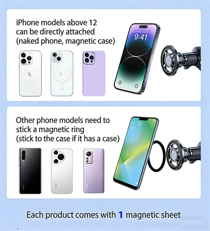 MagSafe Car Mount, 17 N52 Magnets Air Vent Phone Holder, 360° Rotatable, Fit iPhone 16-12 Series & All Phones, with MagneticRing