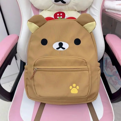 Kawaii Rilakkuma Cartoon Plush Backpack Cute Bear Younger Sister Large Capacity Student Schoolbag Lovely  Birthday Present gift