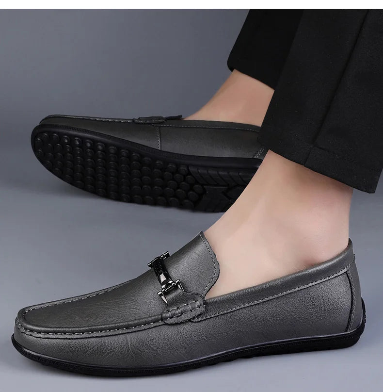 Men Loafers Slip on White Leather Shoes Casual Fashion Luxury Shoes Designer Italian Brand Loafer Moccasins Four Seasons