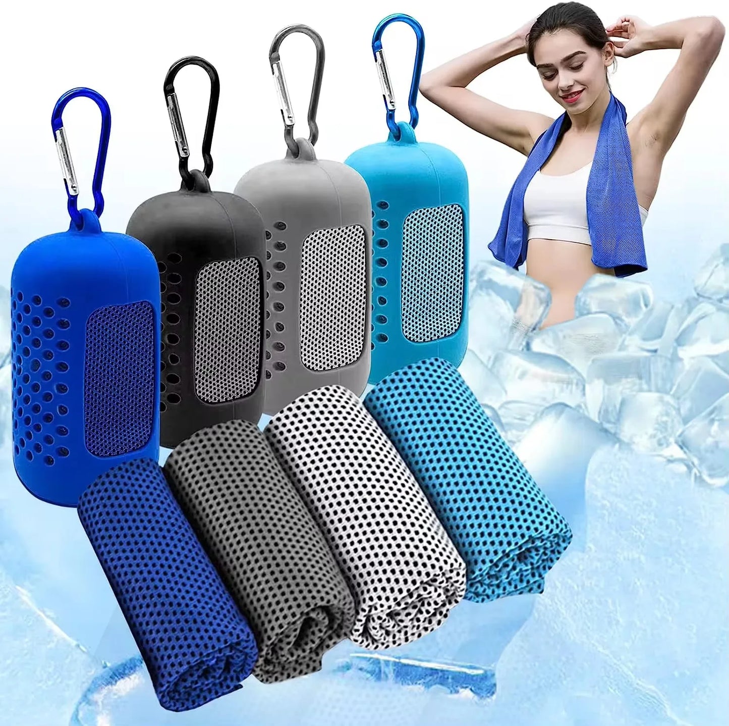Summer Ice Silk Cold Sensation Sports Towel Outdoor Fitness Cool Towel Quick-drying Sweat-absorbing And Cooling Silicone Sleeve