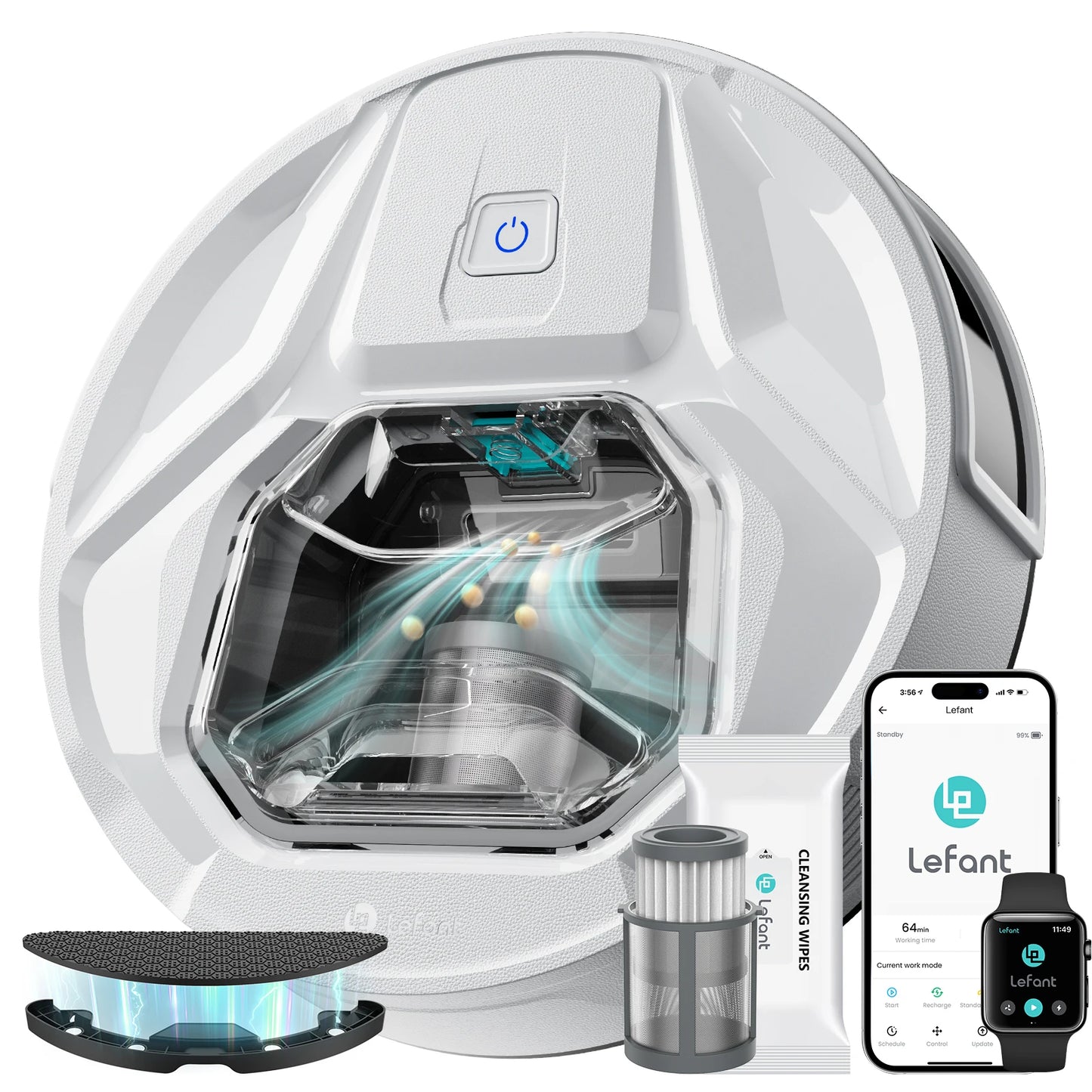 Lefant M320 cordless Robot Vacuum Cleaner and mop, 6000Pa ,210 Mins Runtime,Self-Charging,Ideal for Hard Floor, Pet Hair,Carpet