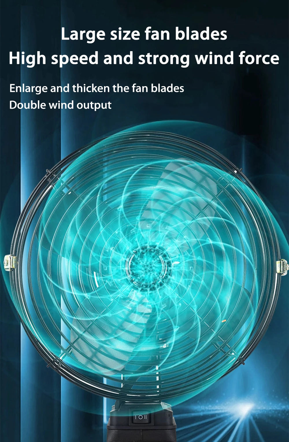 Camping Fan 8 Inches Wireless Outdoor Fishing Desktop Portable Metal Fan Strong Wind Fan Fit Makita/Dewalt 20V Battery  Pins