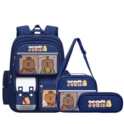 Capybara School Bags for Boys Girls Primary Schoolbag Cartoon School Backpack Set Rucksack Bagpack Kids Cute Children Book Bags