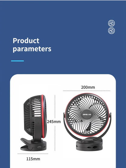 OPOLAR 8inch 10000mAh Rechargeable Clip Fan Desktop Mini Air Cooler with Timing Removable Fan Guard