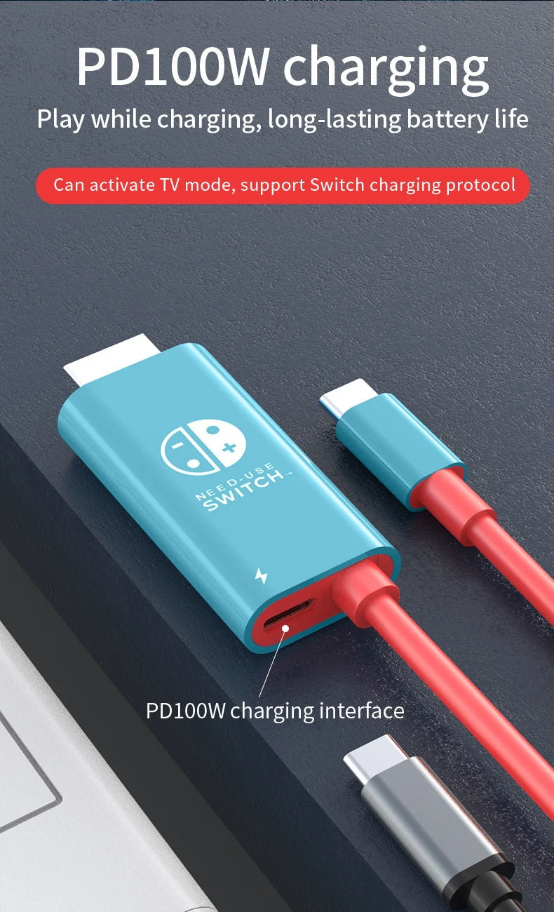 2M USB C to HDMI 4K Cable 100W PD Charging Portable Converter Type C to HDTV for TV Docking Steam Deck Laptop Phone Tablet