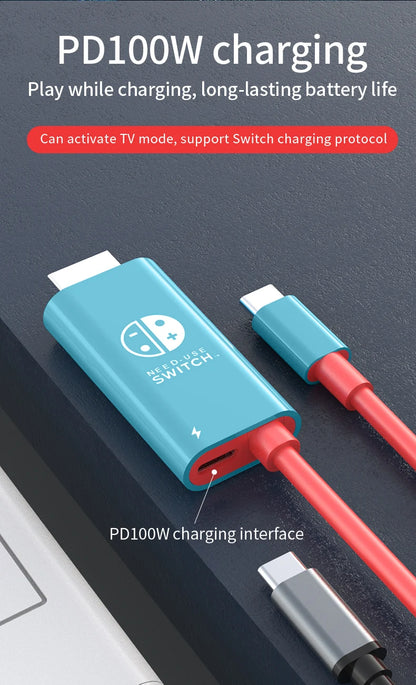 2M USB C to HDMI 4K Cable 100W PD Charging Portable Converter Type C to HDTV for TV Docking Steam Deck Laptop Phone Tablet